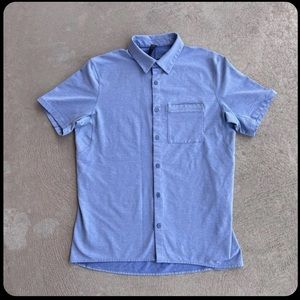 Lululemon Commission Short Sleeve Button Up Shirt Mens Large Stretch Cotton